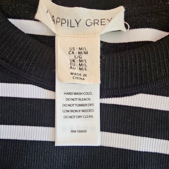 Happily Grey Striped Knit Crop Tank Top Black White Size M/L - Picture 3 of 5